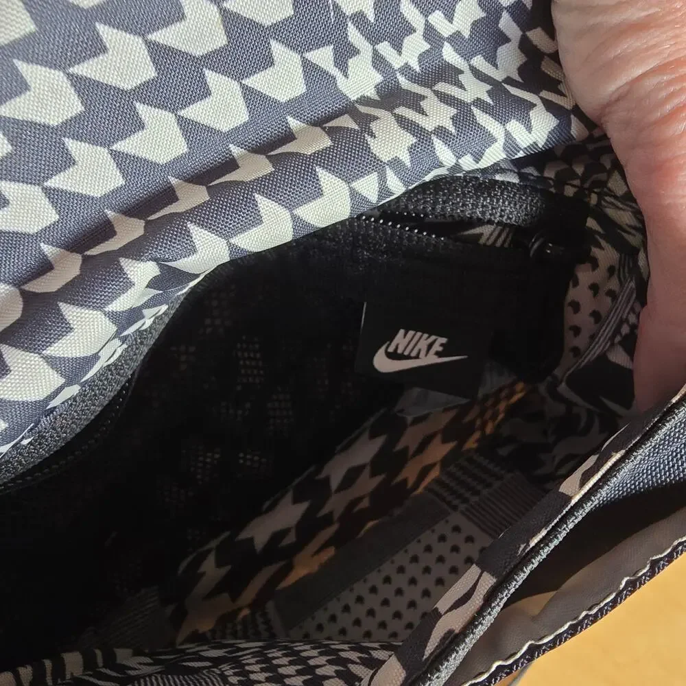 Nike Futura Sportswear Crossbody Bag Plaid Black White Swoosh 10x7x1 Adj. Strap